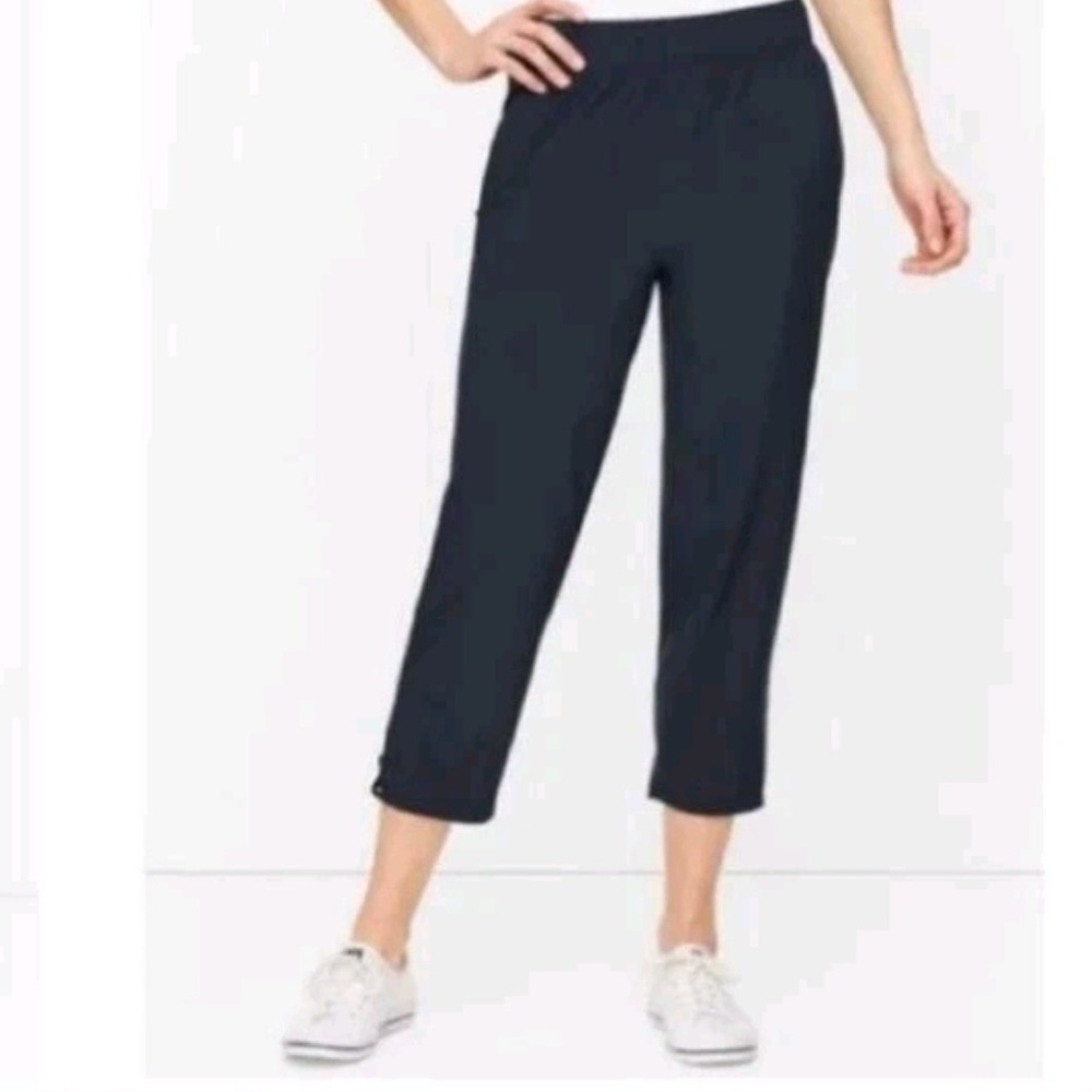 T by Talbots Relaxed Crop Pants Navy Blue Cotton Modal Plus Size 3X
